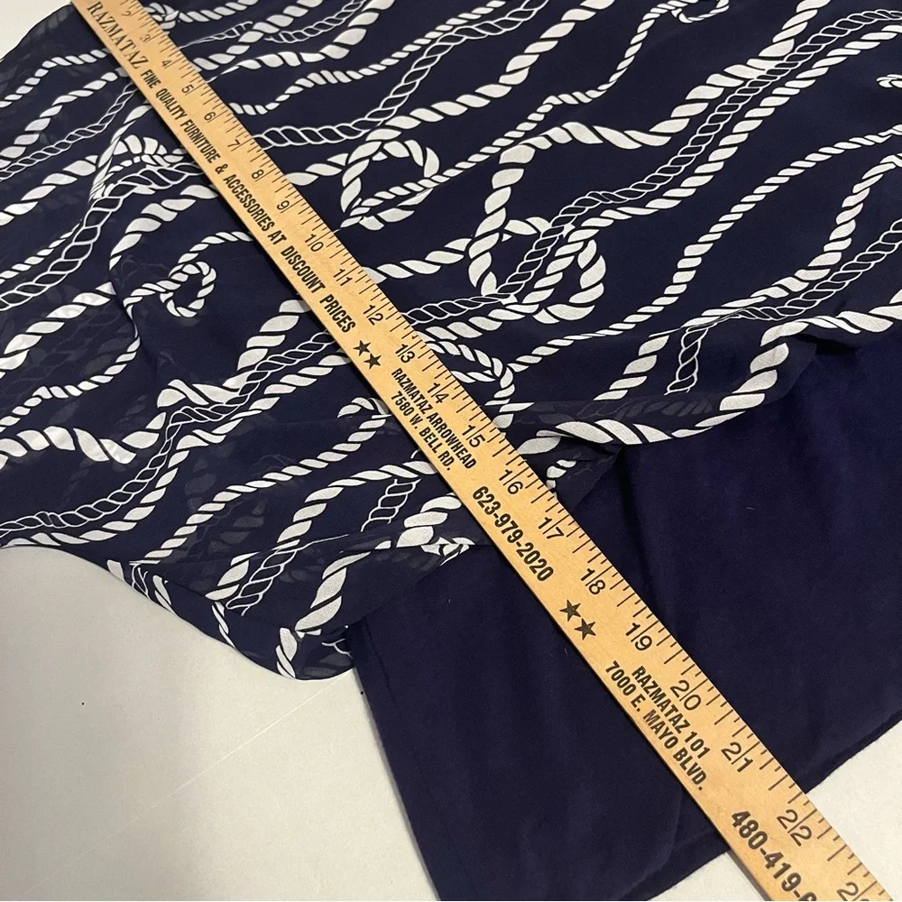 Joseph A unique, sheer dolman sleeve over tank blouse in navy blue size medium. - Picture 9 of 10